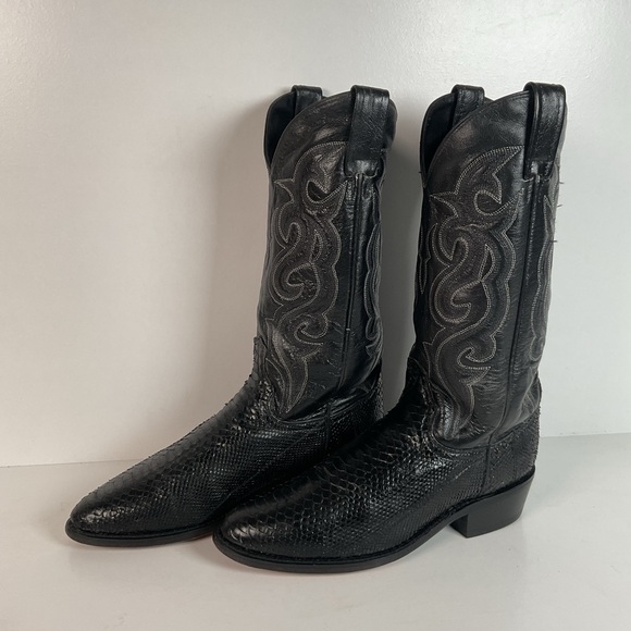 Dan Post Python Snakeskin Cowboy BootsMidnight BlackMen’s 8 D